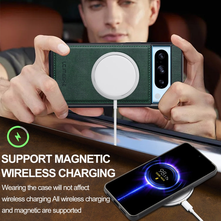 For Google Pixel 8 Pro LC.IMEEKE L3 Series Detachable RFID Card Bag Magsafe Phone Case(Green)