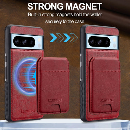For Google Pixel 8 Pro LC.IMEEKE L3 Series Detachable RFID Card Bag Magsafe Phone Case(Red)
