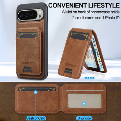 For Google Pixel 9 / 9 Pro LC.IMEEKE L3 Series Detachable RFID Card Bag Magsafe Phone Case(Brown)