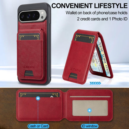 For Google Pixel 9 / 9 Pro LC.IMEEKE L3 Series Detachable RFID Card Bag Magsafe Phone Case(Red)