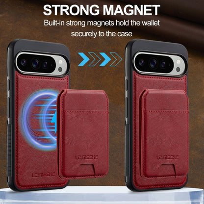 For Google Pixel 9 / 9 Pro LC.IMEEKE L3 Series Detachable RFID Card Bag Magsafe Phone Case(Red)