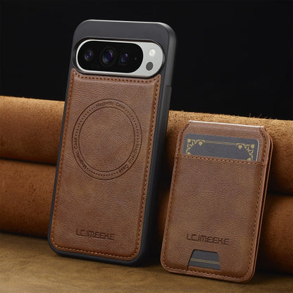 For Google Pixel 9 Pro XL LC.IMEEKE L3 Series Detachable RFID Card Bag Magsafe Phone Case(Brown)
