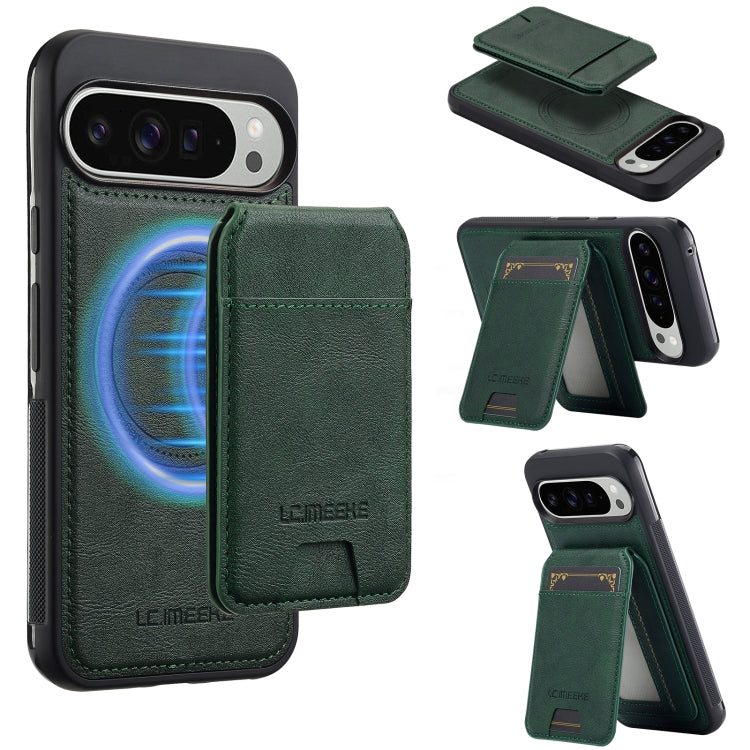 Pour Google Pixel 9 Pro XL LC.IMEEKE L3 Series Étui portefeuille magnétique détachable avec blocage RFID (Vert)