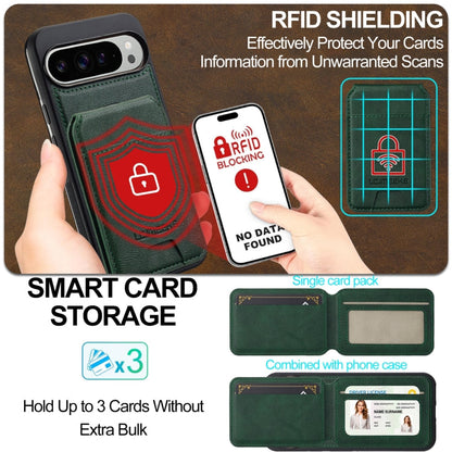 Pour Google Pixel 9 Pro XL LC.IMEEKE L3 Series Étui portefeuille magnétique détachable avec blocage RFID (Vert)