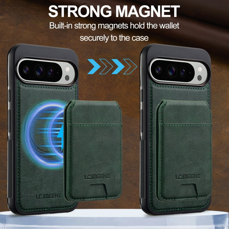 Pour Google Pixel 9 Pro XL LC.IMEEKE L3 Series Étui portefeuille magnétique détachable avec blocage RFID (Vert)