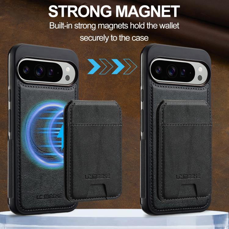 Pour Google Pixel 10 Pro XL LC.IMEEKE Étui de téléphone Magsafe avec sac de cartes RFID détachable série L3 (noir)