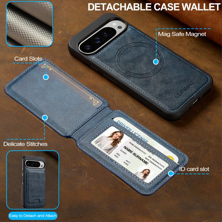 For Google Pixel 10 Pro XL LC.IMEEKE L3 Series Detachable RFID Card Bag Magsafe Phone Case(Blue)