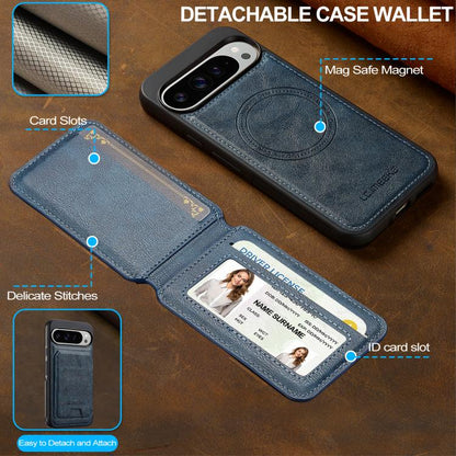 For Google Pixel 10 Pro XL LC.IMEEKE L3 Series Detachable RFID Card Bag Magsafe Phone Case(Blue)