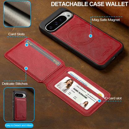 For Google Pixel 10 Pro XL LC.IMEEKE L3 Series Detachable RFID Card Bag Magsafe Phone Case(Red)