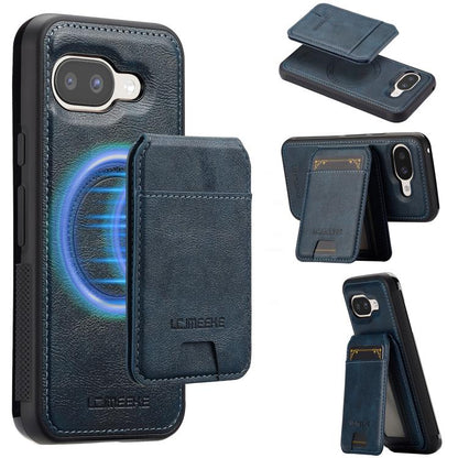 For Google Pixel 9a LC.IMEEKE L3 Series Detachable RFID Card Bag Magsafe Phone Case(Blue)
