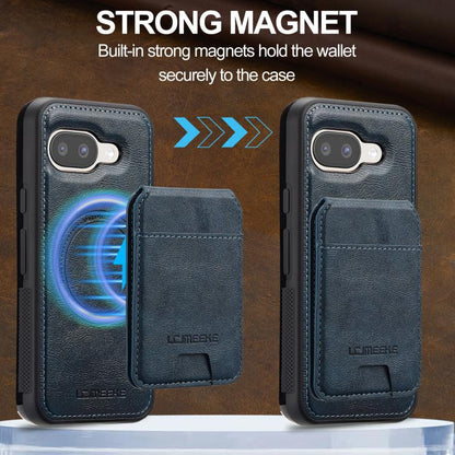 For Google Pixel 9a LC.IMEEKE L3 Series Detachable RFID Card Bag Magsafe Phone Case(Blue)