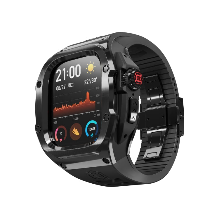 Pour Apple Watch Ultra 3 / 2 / 1 49 mm Coque métallique RedPepper Armor avec bracelet en silicone intégré (Noir)