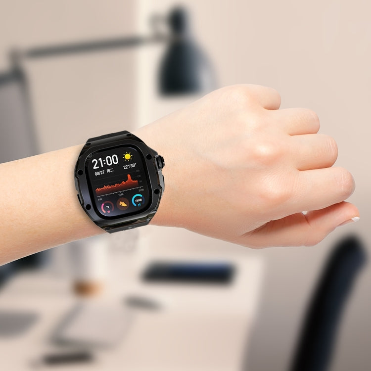 Pour Apple Watch Ultra 3 / 2 / 1 49 mm Coque métallique RedPepper Armor avec bracelet en silicone intégré (Noir)