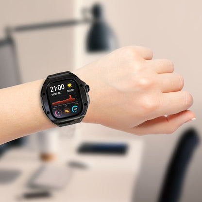 Pour Apple Watch Ultra 3 / 2 / 1 49 mm Coque métallique RedPepper Armor avec bracelet en silicone intégré (Noir)