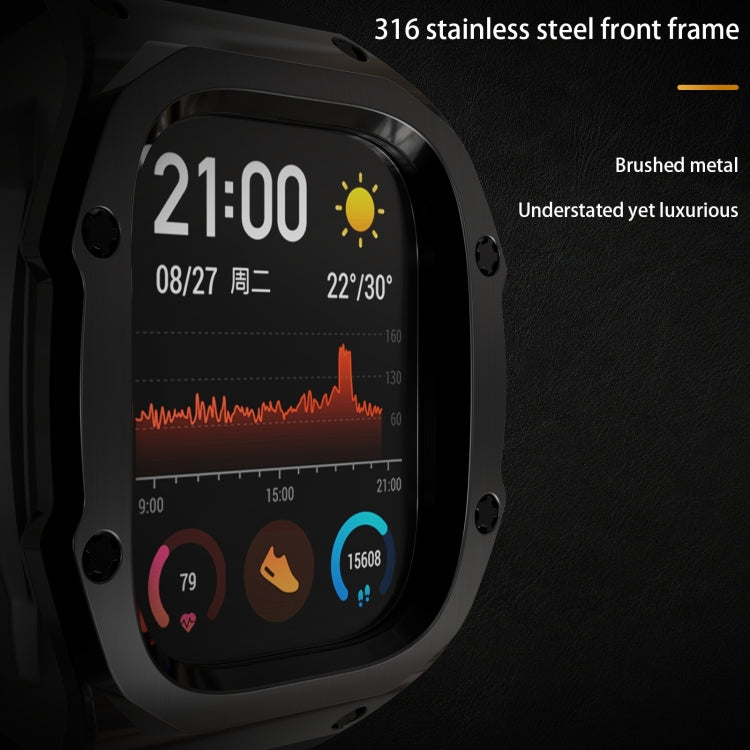 Pour Apple Watch Ultra 3 / 2 / 1 49 mm Coque métallique RedPepper Armor avec bracelet en silicone intégré (Noir)
