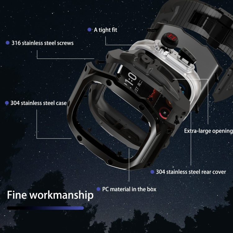Pour Apple Watch Ultra 3 / 2 / 1 49 mm Coque métallique RedPepper Armor avec bracelet en silicone intégré (Noir)
