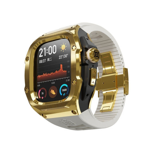 For Apple Watch Ultra 3 / 2 / 1 49mm RedPepper Armor Metal Case Integrated Silicone Watch Band(Gold Black White)