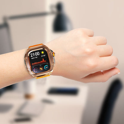 For Apple Watch Ultra 3 / 2 / 1 49mm RedPepper Armor Metal Case Integrated Silicone Watch Band(Rose Gold Black Orange)