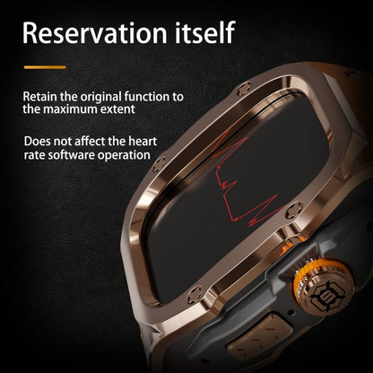 For Apple Watch Ultra 3 / 2 / 1 49mm RedPepper Armor Metal Case Integrated Silicone Watch Band(Rose Gold Black Orange)