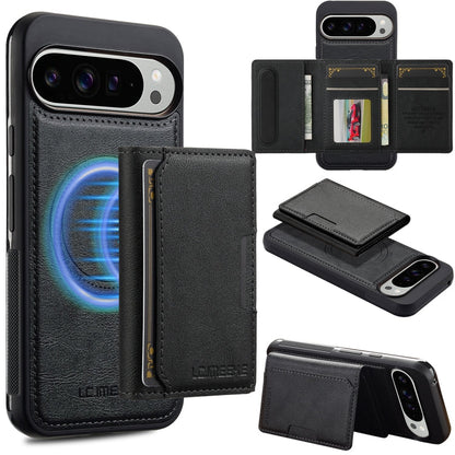 For Google Pixel 9 Pro XL LC.IMEEKE L5 Series Detachable RFID Card Bag Magsafe Phone Case(Black)