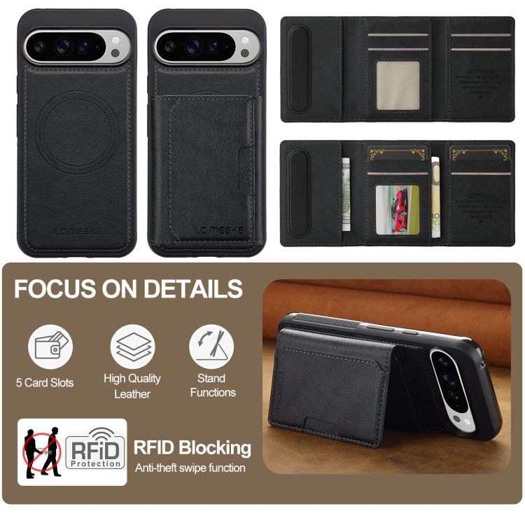 For Google Pixel 9 Pro XL LC.IMEEKE L5 Series Detachable RFID Card Bag Magsafe Phone Case(Black)