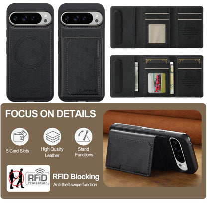 For Google Pixel 9 Pro XL LC.IMEEKE L5 Series Detachable RFID Card Bag Magsafe Phone Case(Black)