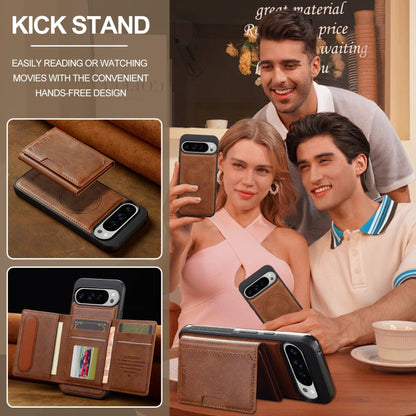 For Google Pixel 9 Pro XL LC.IMEEKE L5 Series Detachable RFID Card Bag Magsafe Phone Case(Brown)