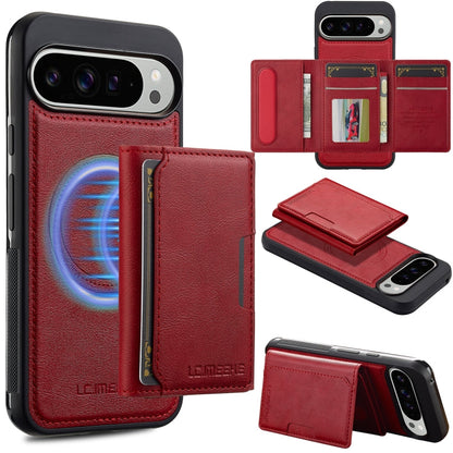 Pour Google Pixel 9 Pro XL LC.IMEEKE L5 Series Étui de téléphone Magsafe détachable avec porte-cartes RFID (Rouge)