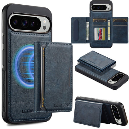 Pour Google Pixel 9 / 9 Pro LC.IMEEKE Série L5 Étui de téléphone Magsafe détachable avec porte-cartes RFID (Bleu)
