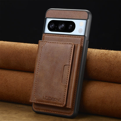 Pour Google Pixel 8 Pro LC.IMEEKE Série L5 Étui Téléphone Magsafe Détachable avec Pochette RFID pour Cartes (Marron)