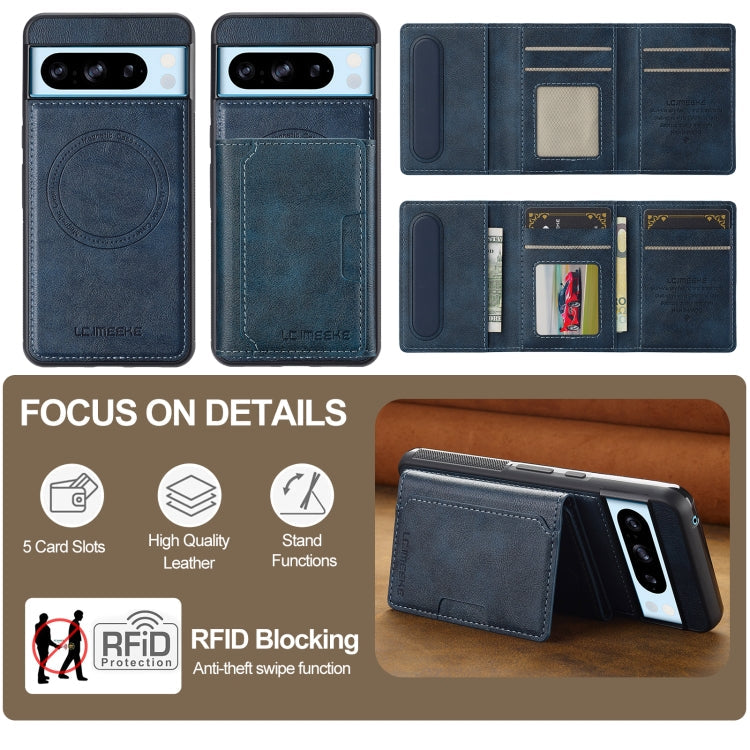 For Google Pixel 8 Pro LC.IMEEKE L5 Series Detachable RFID Card Bag Magsafe Phone Case(Blue)