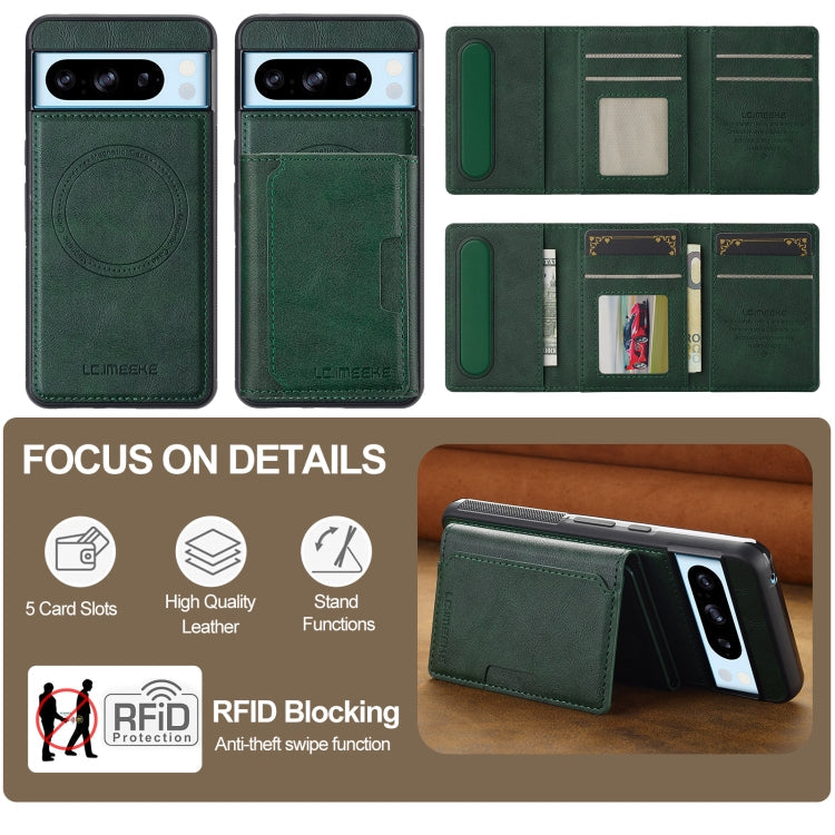 For Google Pixel 8 Pro LC.IMEEKE L5 Series Detachable RFID Card Bag Magsafe Phone Case(Green)