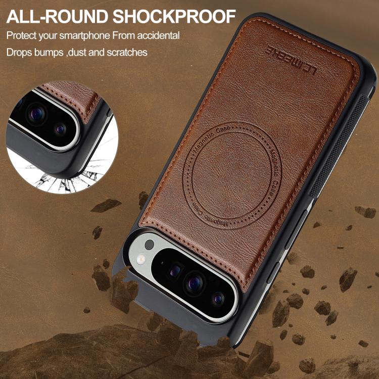 For Google Pixel 10 Pro XL LC.IMEEKE L5 Series Detachable RFID Card Bag Magsafe Phone Case(Brown)