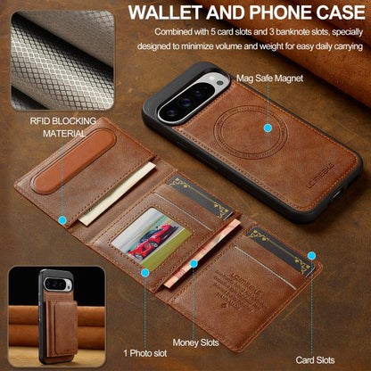 For Google Pixel 10 / 10 Pro LC.IMEEKE L5 Series Detachable RFID Card Bag Magsafe Phone Case(Brown)