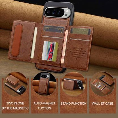 For Google Pixel 10 / 10 Pro LC.IMEEKE L5 Series Detachable RFID Card Bag Magsafe Phone Case(Brown)