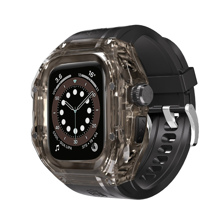 Pour Apple Watch Ultra 3 / 2 / 1 49mm RedPepper Armor Coque Métal Bracelet Silicone Intégré (Transparent Noir Noir)