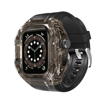 Pour Apple Watch Ultra 3 / 2 / 1 49mm RedPepper Armor Coque Métal Bracelet Silicone Intégré (Transparent Noir Noir)