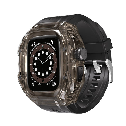 For Apple Watch Ultra 3 / 2 / 1 49mm RedPepper Armor Metal Case Integrated Silicone Watch Band(Clear Black Black)