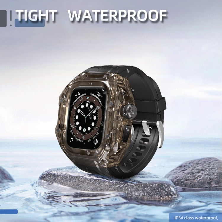 Pour Apple Watch Ultra 3 / 2 / 1 49mm RedPepper Armor Coque Métal Bracelet Silicone Intégré (Transparent Noir Noir)