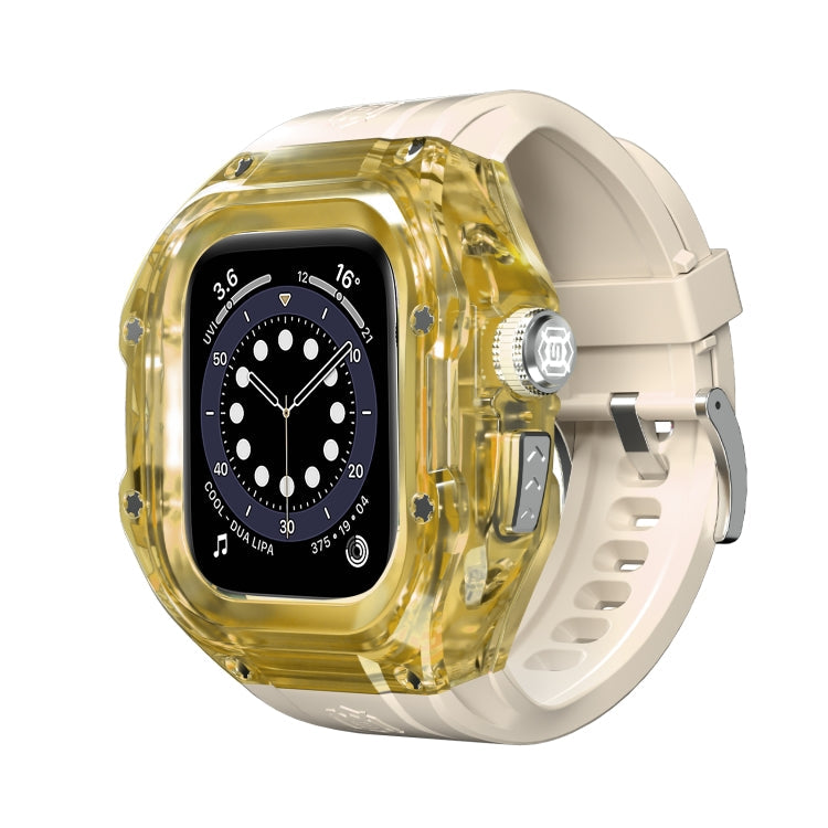For Apple Watch Ultra 3 / 2 / 1 49mm RedPepper Armor Metal Case Integrated Silicone Watch Band(Clear Gold Beige)
