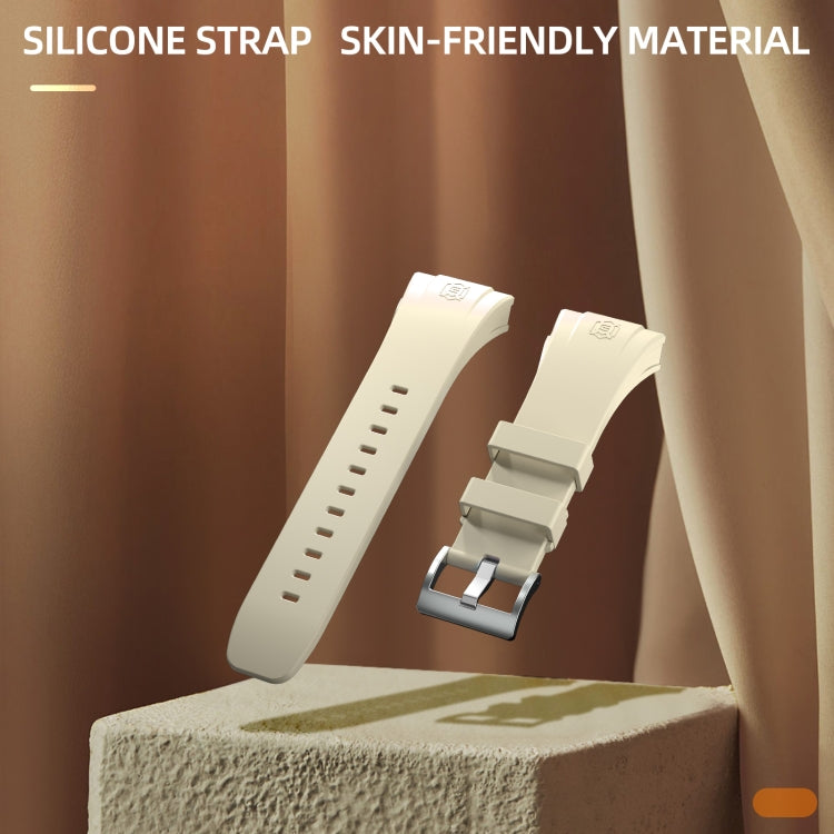 For Apple Watch Ultra 3 / 2 / 1 49mm RedPepper Armor Metal Case Integrated Silicone Watch Band(Clear Gold Beige)