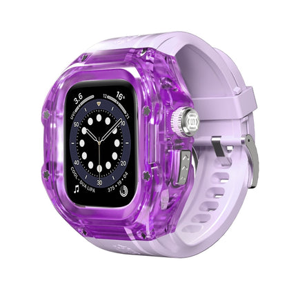 For Apple Watch Ultra 3 / 2 / 1 49mm RedPepper Armor Metal Case Integrated Silicone Watch Band(Clear Purple)