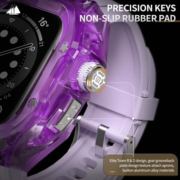 For Apple Watch Ultra 3 / 2 / 1 49mm RedPepper Armor Metal Case Integrated Silicone Watch Band(Clear Purple)