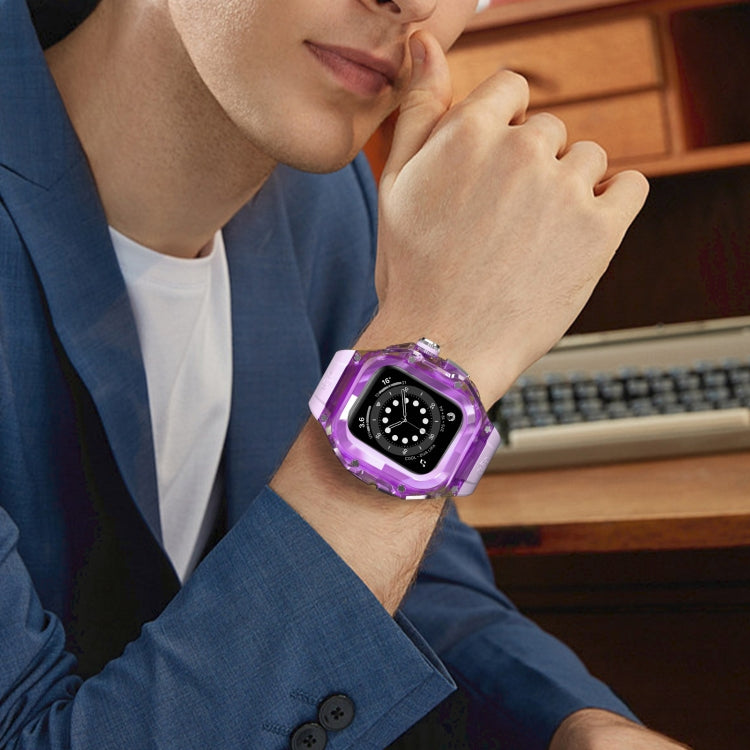 For Apple Watch Ultra 3 / 2 / 1 49mm RedPepper Armor Metal Case Integrated Silicone Watch Band(Clear Purple)
