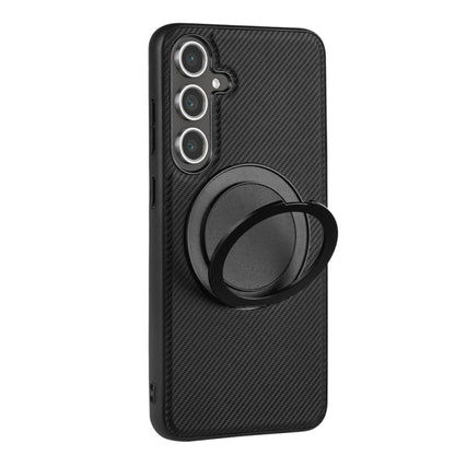 For Samsung Galaxy S25 5G ViLi TCY Series Kevlar Leather Texture Rotating Holder Phone Case(Black)