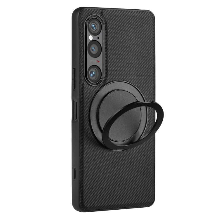 For Sony Xperia 1 VI ViLi TCY Series Kevlar Leather Texture Rotating Holder Phone Case(Black)