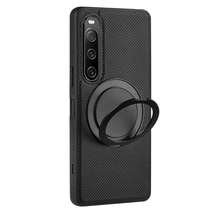 For Sony Xperia 10 IV ViLi TCY Series Kevlar Leather Texture Rotating Holder Phone Case(Black)