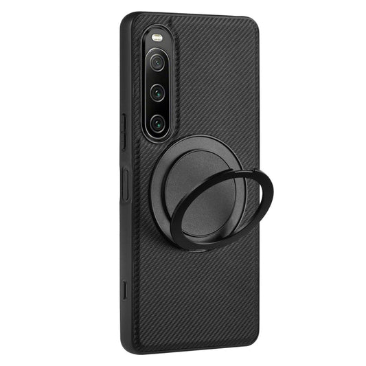 For Sony Xperia 10 IV ViLi TCY Series Kevlar Leather Texture Rotating Holder Phone Case(Black)