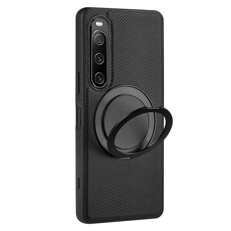 For Sony Xperia 10 V ViLi TCY Series Kevlar Leather Texture Rotating Holder Phone Case(Black)