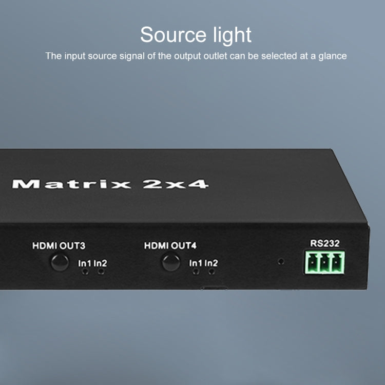 Measy MT4324 Matrice HDMI 4K 30Hz 2 entrées 4 sorties avec commutation fluide, prise AU (Noir)